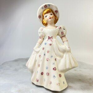 Vtg Ceramics Collection Victoria 7" Figurine‎ Girl Floral Dress Bonnet **